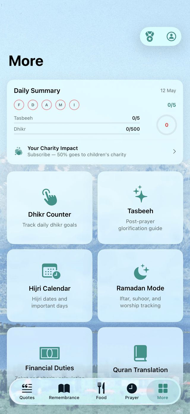 Muslim SuperApp preview showing Islamic lifestyle features